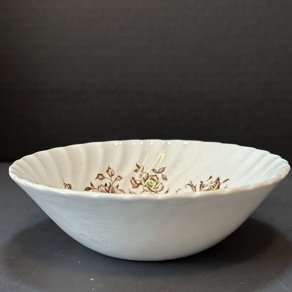 JOHNSON BROTHERS Coupe Cereal Bowl Staffordshire Bouquet Brown Multicolor VTG - Picture 2 of 7
